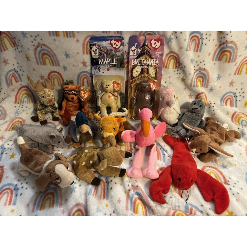 Mixed Lot Of 14 Ty Beanie Babies Vintage